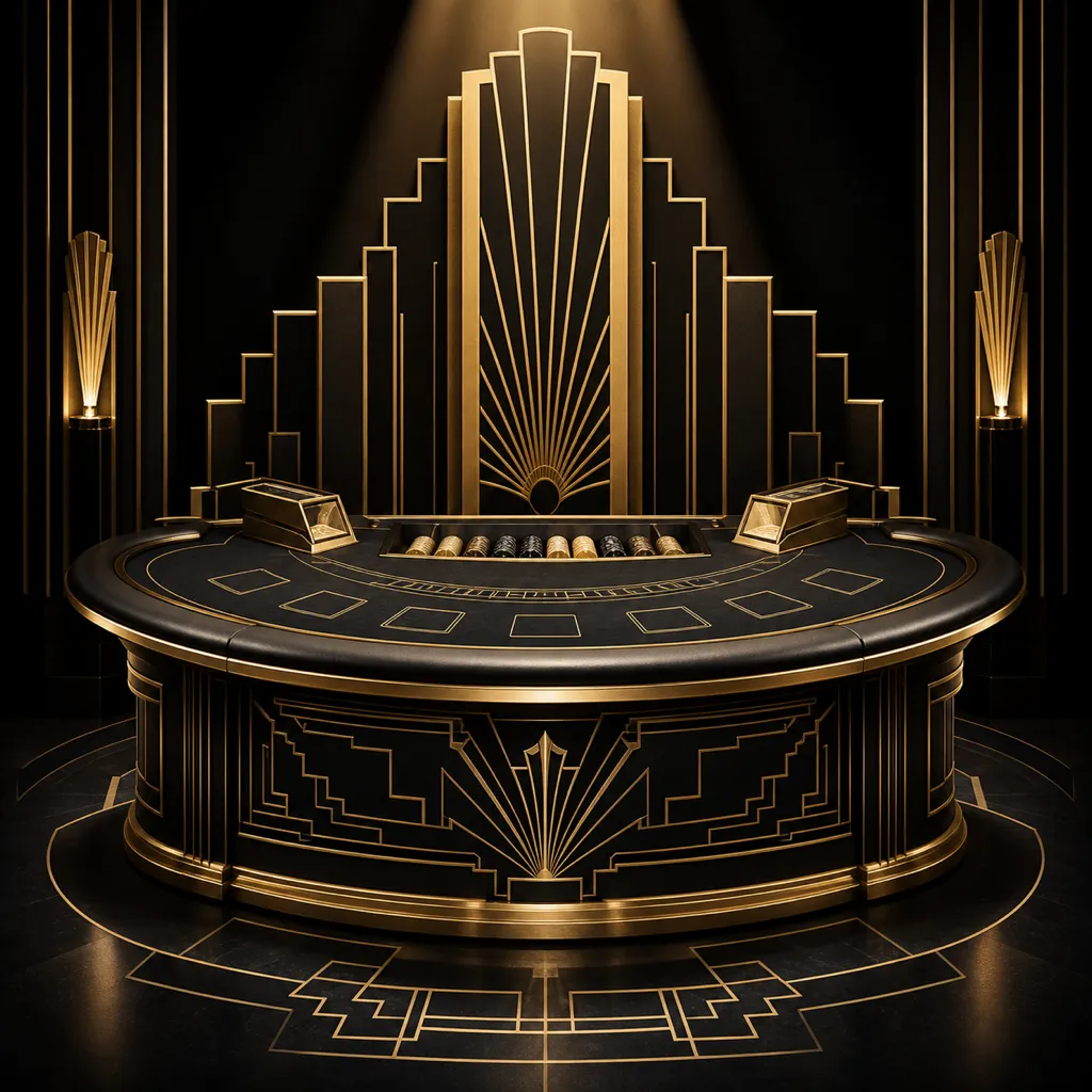 Elegancki stół kasyna na żywo w stylu Art Deco